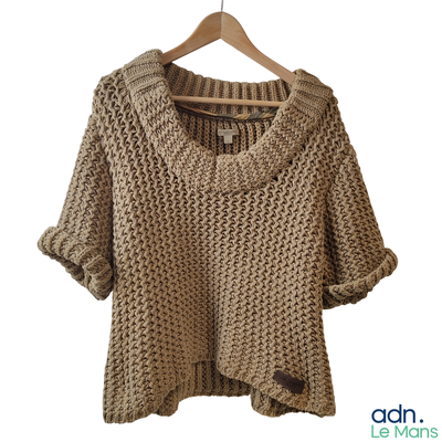 BURBERRY Brit – Magnifique pull crocheté main 100% coton cou…