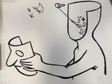 dessin représentant un homme cagoulé tenant une canette de soda