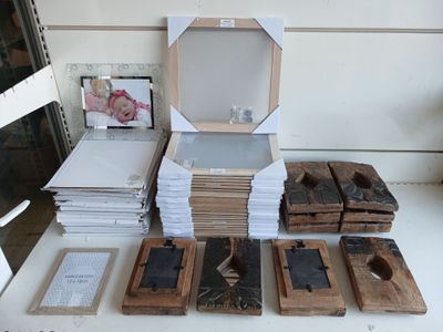 a table that has a bunch of wooden blocks on it