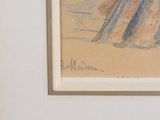 a drawing of a woman in a long dress on a wall