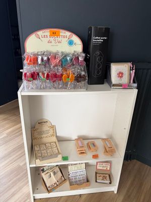 a shelf that has a lot of candy on it
