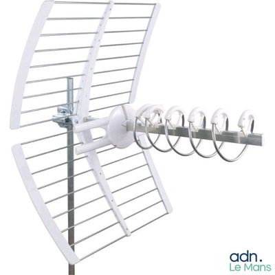 an image of a close up of a tv antenna on a pole