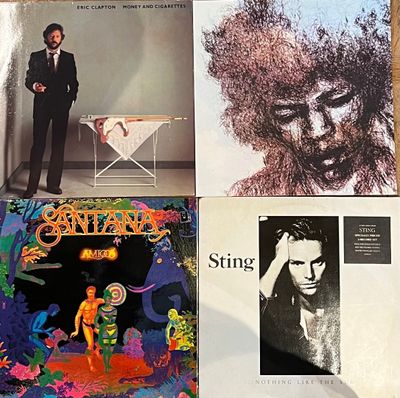 four different album covers of a man in a tuxedo and a man in a suit and tie