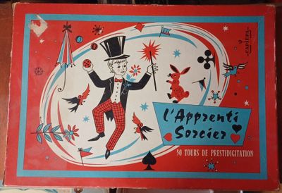 un vieux livre pour enfants sur lequel figure l'image d'un magicien