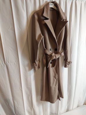 Manteau long-Beige camel-Double boutonnage-Ceinture amovible…