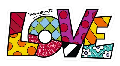 Romero Britto "Love" 28 x 57 Romero Britto Reproduction déco…