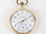 an image of a gold pocket watch with roman numerals on the face