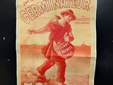 a poster on the wall of a building with a man on a skateboard