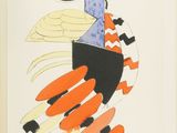 an illustration of a colorful bird with orange and blue feathers