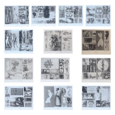 esquisses d'une série de dessins représentant des personnes dans une pièce
