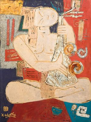 une image représentant un tableau d'un homme jouant d'un instrument de musique