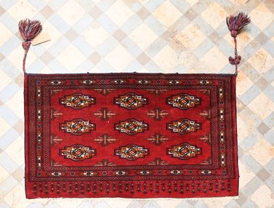 TURKMEN, XXème siècle Portière de tente en velours de laine …
