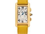 Montre-bracelet Cartier, chronographe à remontage manuel en or jaune 18 carats de grande qualité