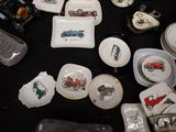 a lot of plates that are sitting on a table