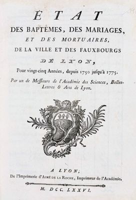 [Lyon] [ LACROIX (L'Abbé Antoine de)] .État des Baptêmes, de…