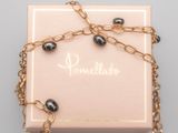 bracelet à chaîne plaquée or, orné de perles de verre noires et d'une chaîne plaquée or