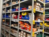 many shelves with different types of items on them