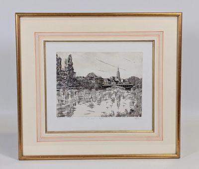 un dessin en noir et blanc représentant un pont enjambant un plan d'eau