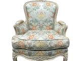 an image of a chair with a floral upholstered back