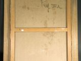 an old picture of a wooden frame with writing on it