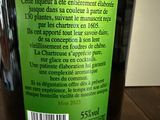 a label on a bottle of wine on a table