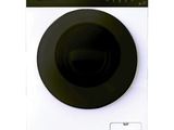 vue de face d'une machine à laver blanche dotée d'une porte noire