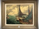 une image d'une peinture de bateaux dans l'eau