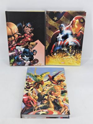 two books of avengers comics on a white background