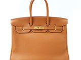 a brown leather handbag on a white background