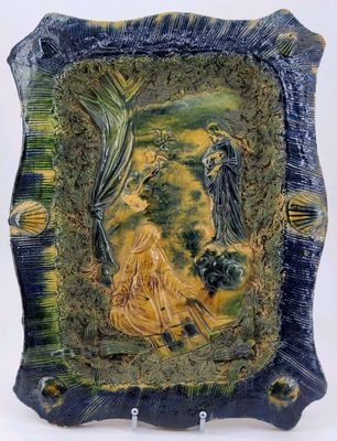 ÉMILE GAMBUT (attribué à). Grande plaque rectangulaire en te…