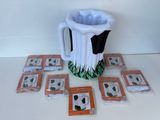 a picture of a vase with a soccer theme on it