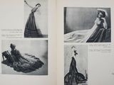 an open book with pictures of a woman in a dress and a woman in a gown