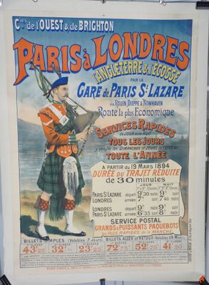 affiche représentant un homme en kilt jouant de la cornemuse