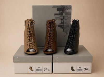 trois paires de chaussures pour femme exposées dans une boîte