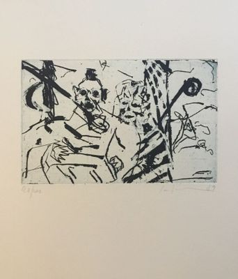 an image of a black and white drawing of a group of people