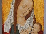 a painting of a woman holding a baby in her arms