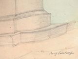 a drawing of a man riding a horse on the beach