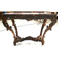 CONSOLE LOUIS XV en chêne patiné de forme mouvementée. (photo 6)