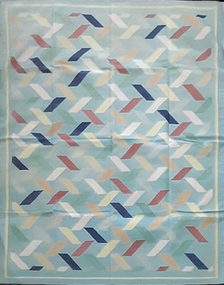 Inde, tapis Dhurrie en coton à décor contemporain géométriqu…