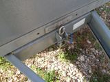a close up of a trailer with a lock on it