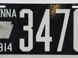 une ancienne plaque d'immatriculation de Pennsylvanie sur laquelle est inscrit le numéro 3470