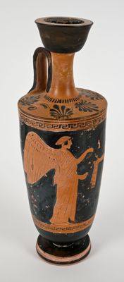 a vase with an image of an angel on it