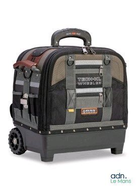 a suitcase with wheels and a handle that is attached to it