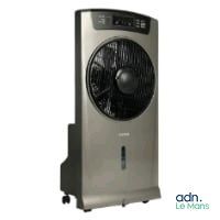 an image of a silver air conditioner sitting on top of a white background