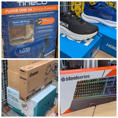 plusieurs photos de différents types de chaussures exposées dans un magasin