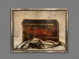 an image of a painting of a chest with a cloth on it