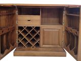 a wooden cabinet with a wine rack inside of it