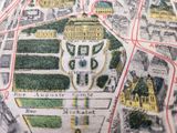 an old map of the city of paris with a map of the park