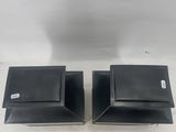 a pair of black metal brackets on a white background