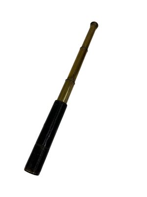 an image of a brass and black telescope on a white background